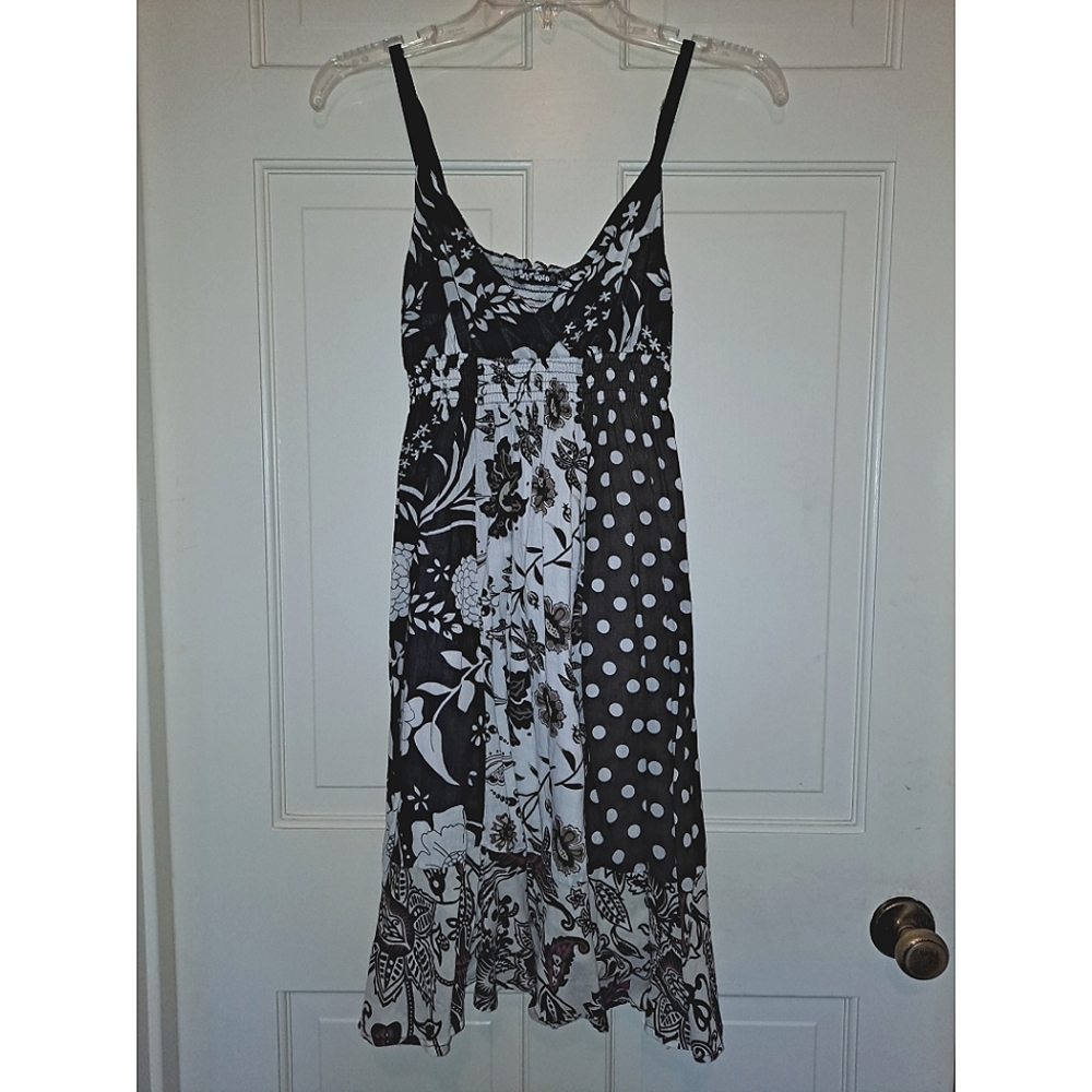 Women’s sleeveless polka dot brown tank top dress travel party summer formal fun